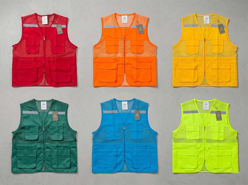 Áo công trình phản quang ghi lê cotton phối lưới cao cấp