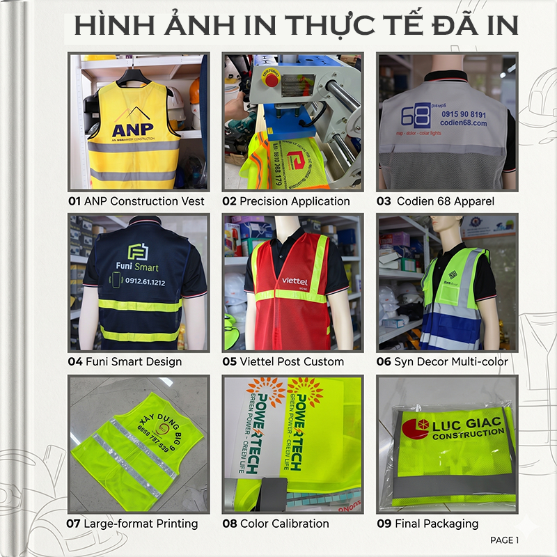 Mẫu in thực tế một số mẫu áo phản quang