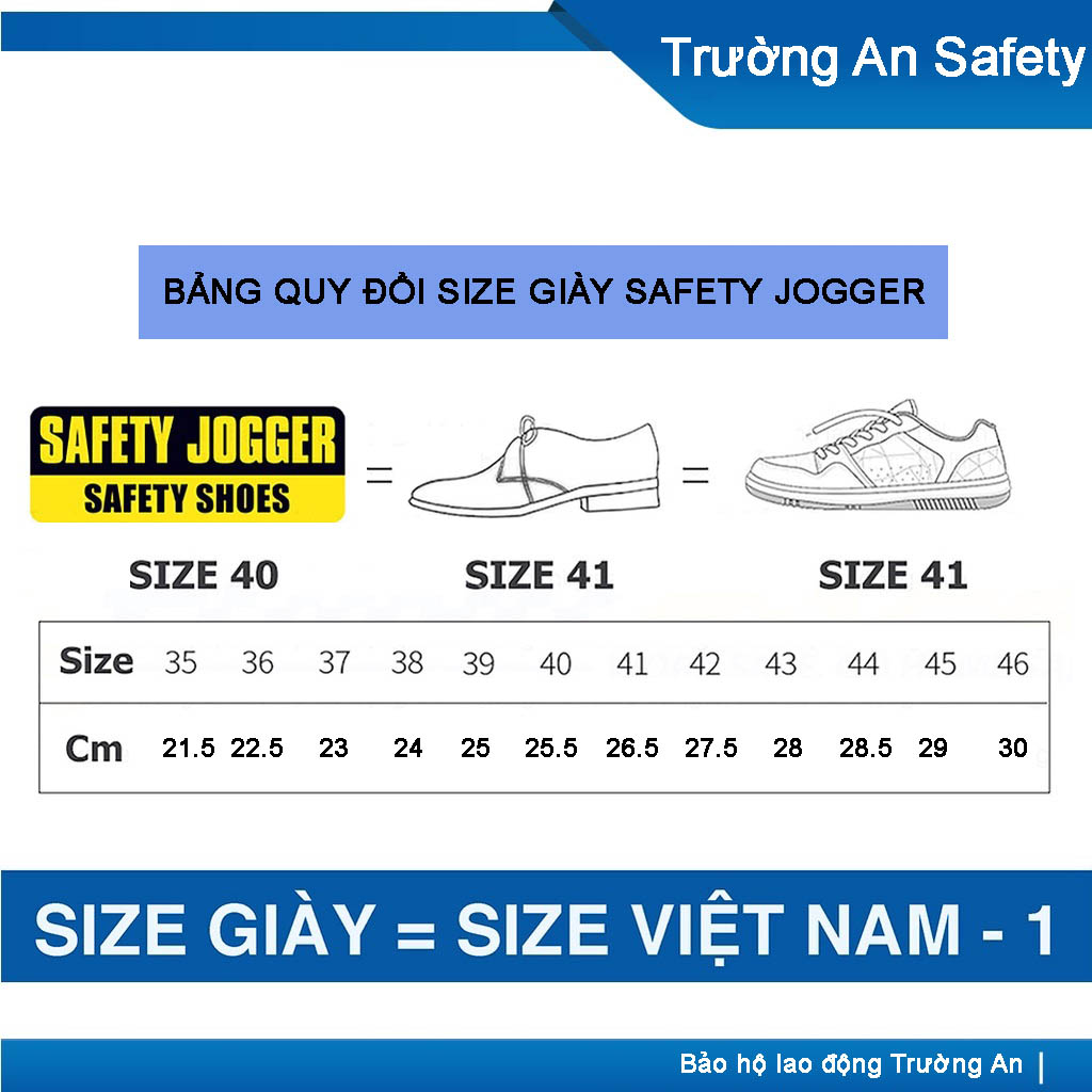 bảng size giày Safety Jogger
