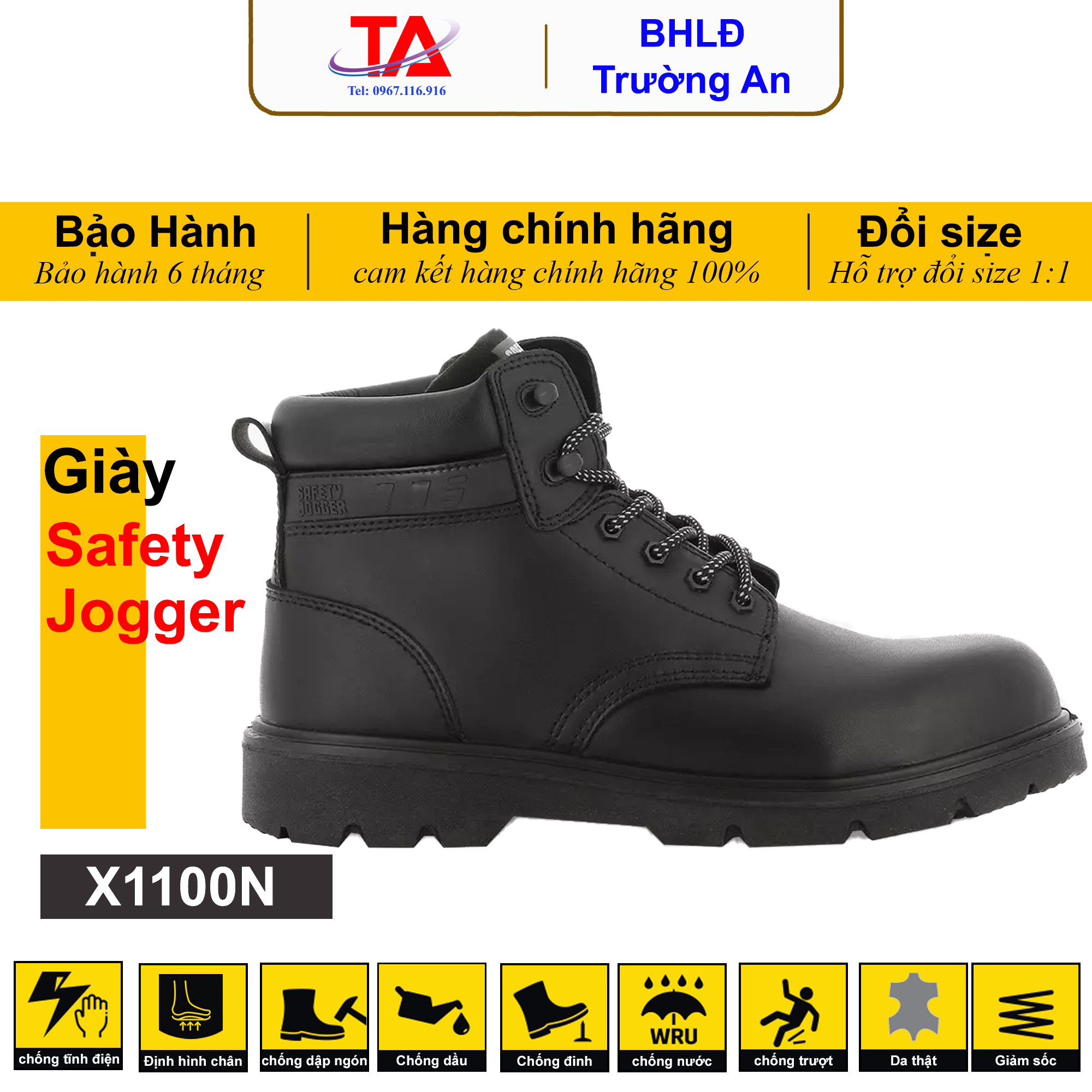 Giày bảo hộ cổ cao X1100N của Safety Jogger